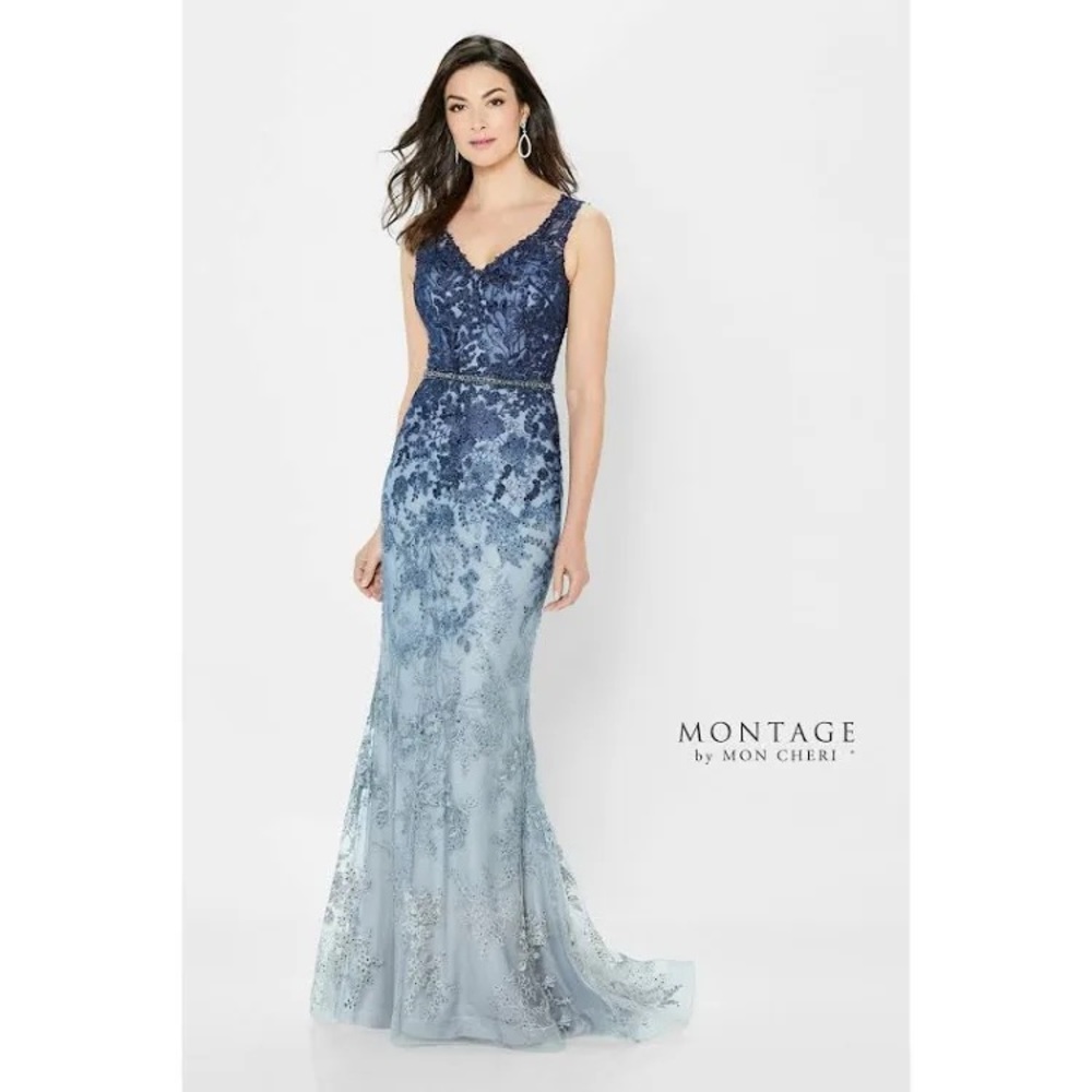 Montage by Mon Cheri 122903 Ombre Lace V-Neck Dress NWT size 18